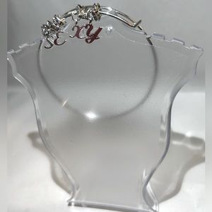 NEW Handmade Fashion Silver Tone “SEXY” Word Bracelet with Faux AB Crystals